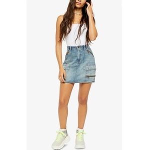 We the Free True Denim Cargo Skirt